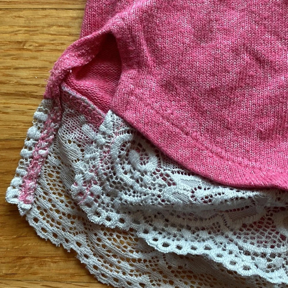 Abercrombie Kids Light Heathered Pink Hooded Top With Lace Trim 9/10 Girls Large - Picture 2 of 6